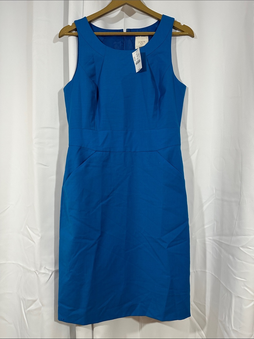 J. Crew Sleeveless Midi Sheath Dress in Bright Blue